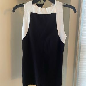White House Black Market Sleeveless Sweater Black/White Cross Back Size Small